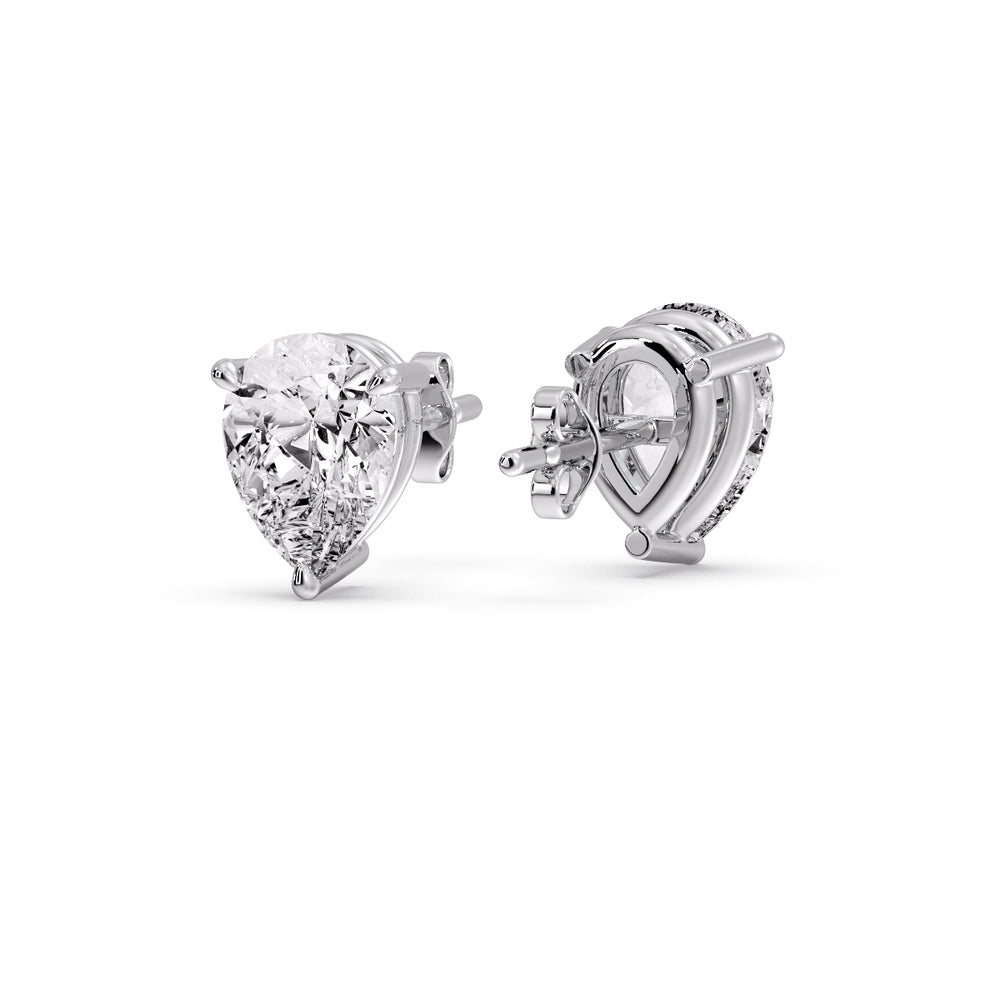 Three-Prong Pear Diamond Solitaire Stud Earrings (1.00ct - 10.00ct)