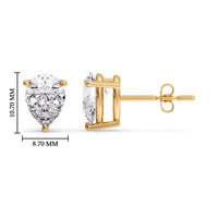 Three-Prong Pear Diamond Solitaire Stud Earrings (1.00ct - 10.00ct)
