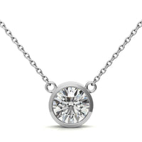 3.00 CTW AGI Certified Round Brilliant Lab Grown Diamond Bezel Pendant in 14K White or Yellow Gold