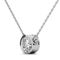 3.00 CTW AGI Certified Round Brilliant Lab Grown Diamond Bezel Pendant in 14K White or Yellow Gold