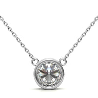 3.00 CTW AGI Certified Round Brilliant Lab Grown Diamond Bezel Pendant in 14K White or Yellow Gold