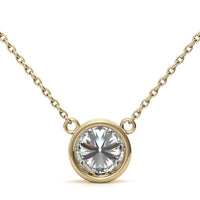 3.00 CTW AGI Certified Round Brilliant Lab Grown Diamond Bezel Pendant in 14K White or Yellow Gold