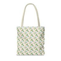 Peppy Initial Tote Bag with Initial and Cute Bow, Boho Hydrangea Flowers: P - BIG FRENCHIES