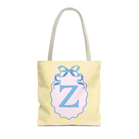 Peppy Initial Tote Bag with Initial and Cute Bow, Boho Hydrangea Flowers: Z - BIG FRENCHIES