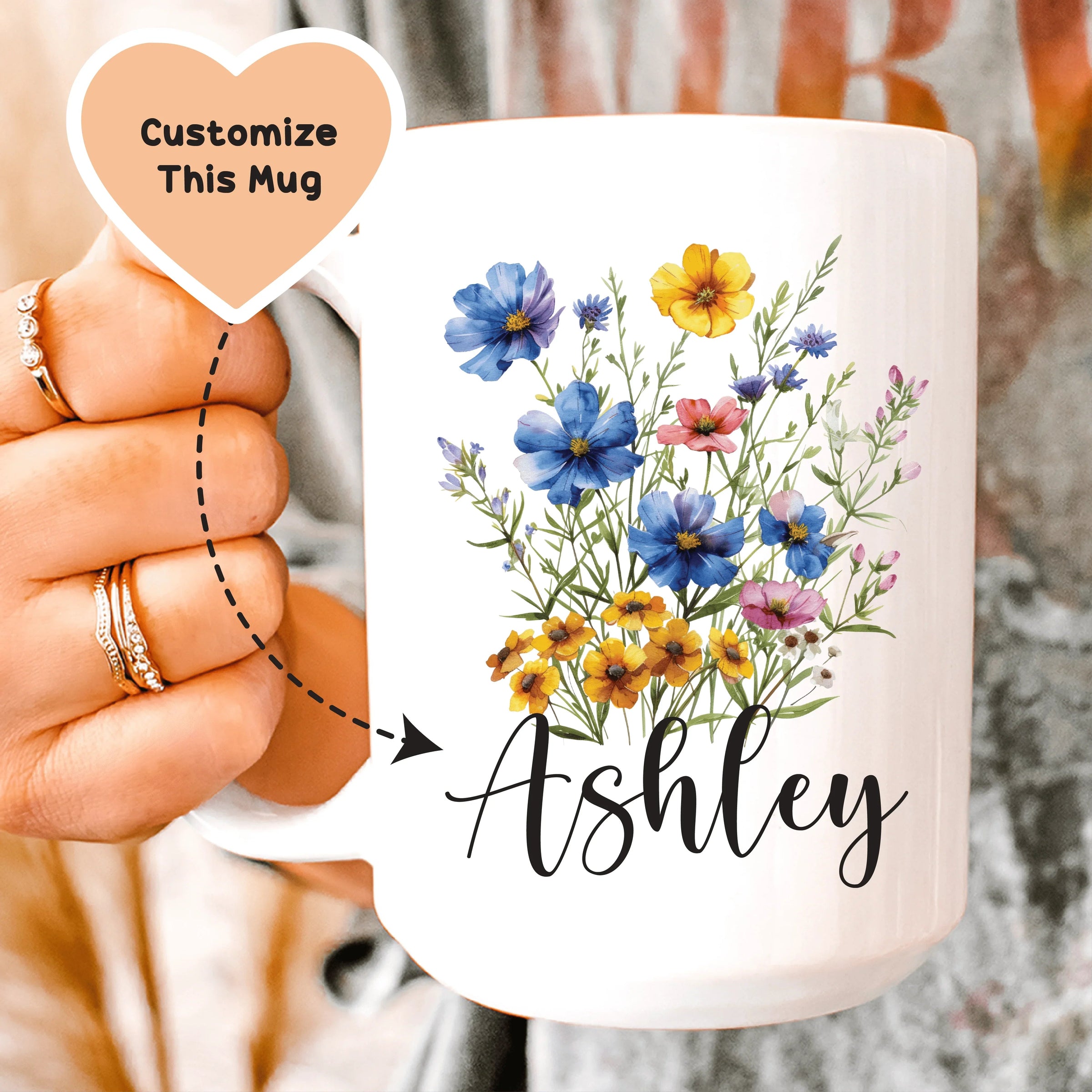 Personalized Floral Mug with Name Mug - BIG FRENCHIES