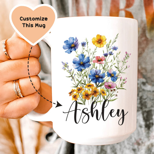 Personalized Floral Mug with Name Mug - BIG FRENCHIES