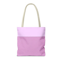 Personalized Initial Tote Bag, Cute Purple Gingham Tote Bag with Initial, Gift for Sister, Matching Wedding or Bachelorette Party Gift: G