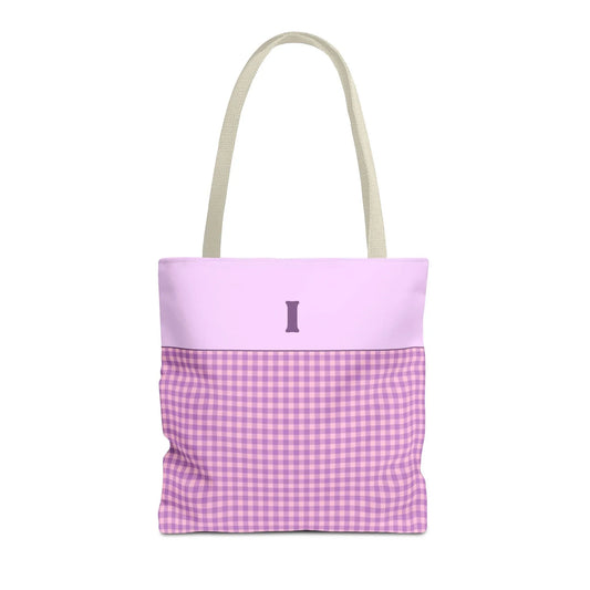 Personalized Initial Tote Bag, Cute Purple Gingham Tote Bag with Initial, Gift for Sister, Matching Wedding or Bachelorette Party Gift: I - BIG FRENCHIES