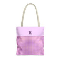 Personalized Initial Tote Bag, Cute Purple Gingham Tote Bag with Initial, Gift for Sister, Matching Wedding or Bachelorette Party Gift: K - BIG FRENCHIES