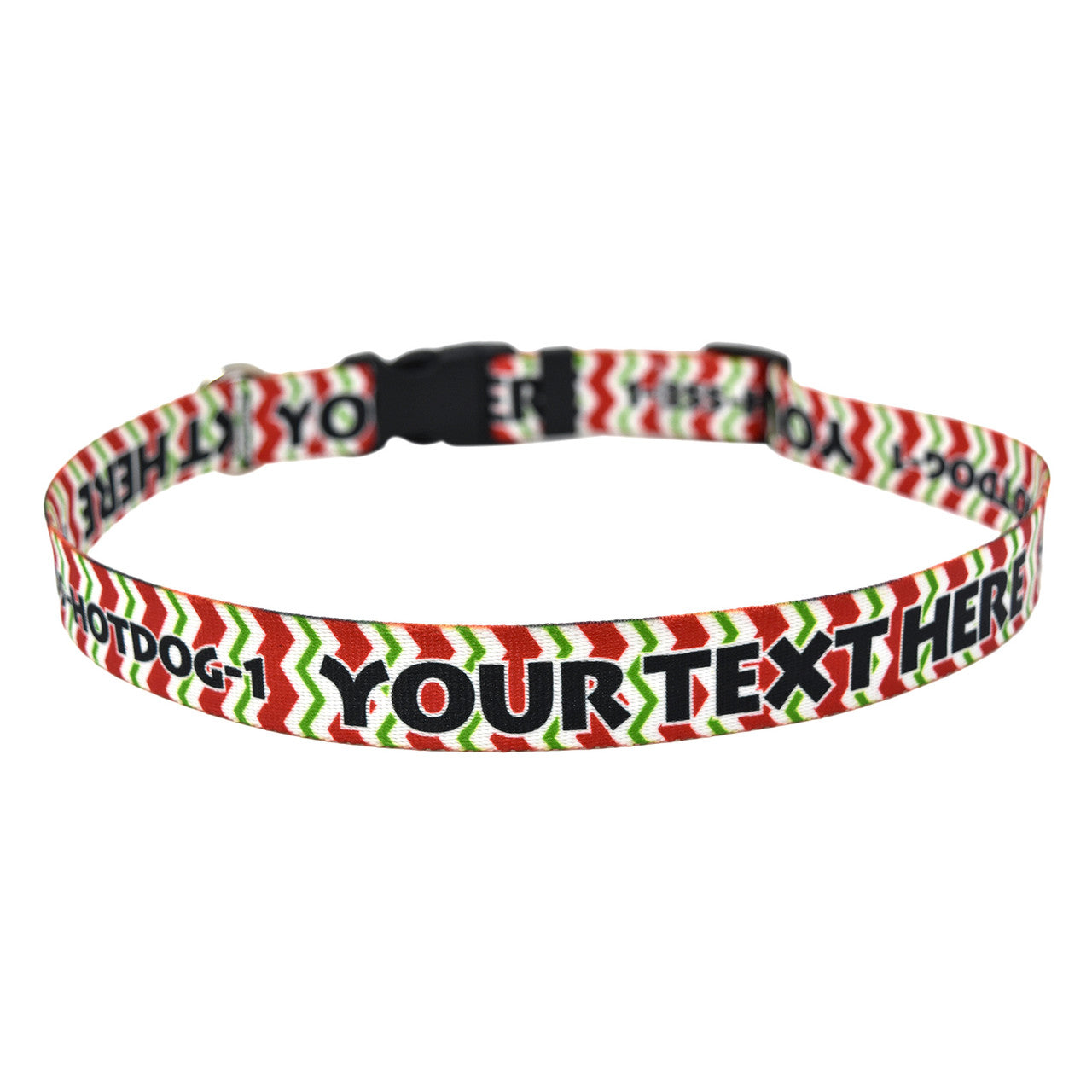 Personalized Peppermint Stick Chevron Stripes Dog Collar