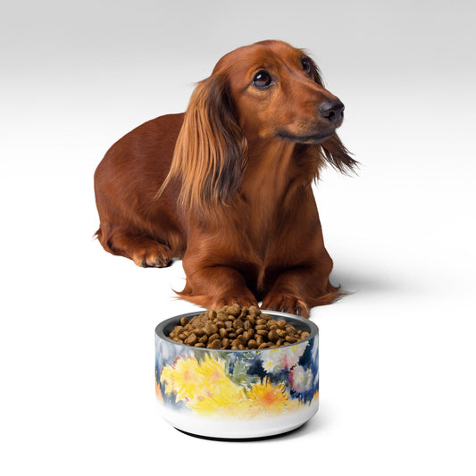 Sebastian & Clementine Yellow and Blue Vintage Collection Pet Bowl
