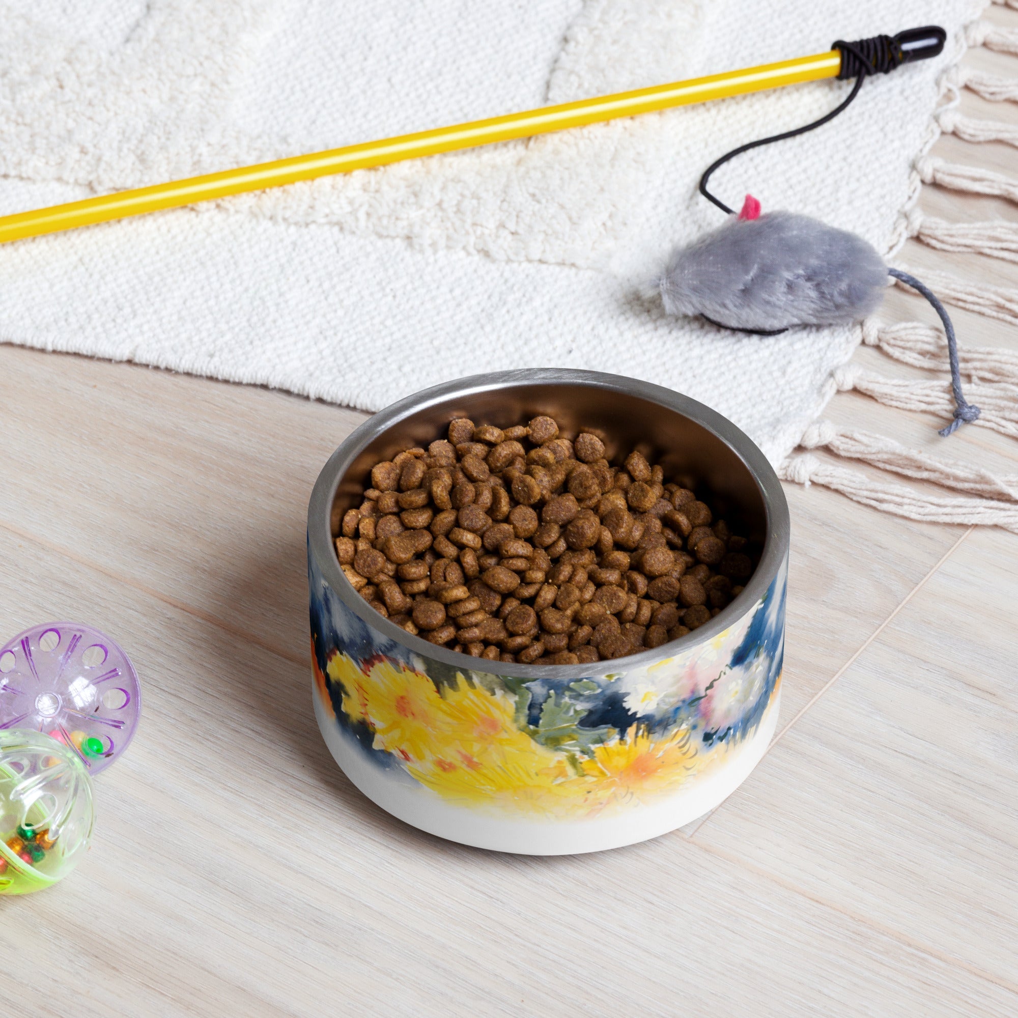 Sebastian & Clementine Yellow and Blue Vintage Collection Pet Bowl