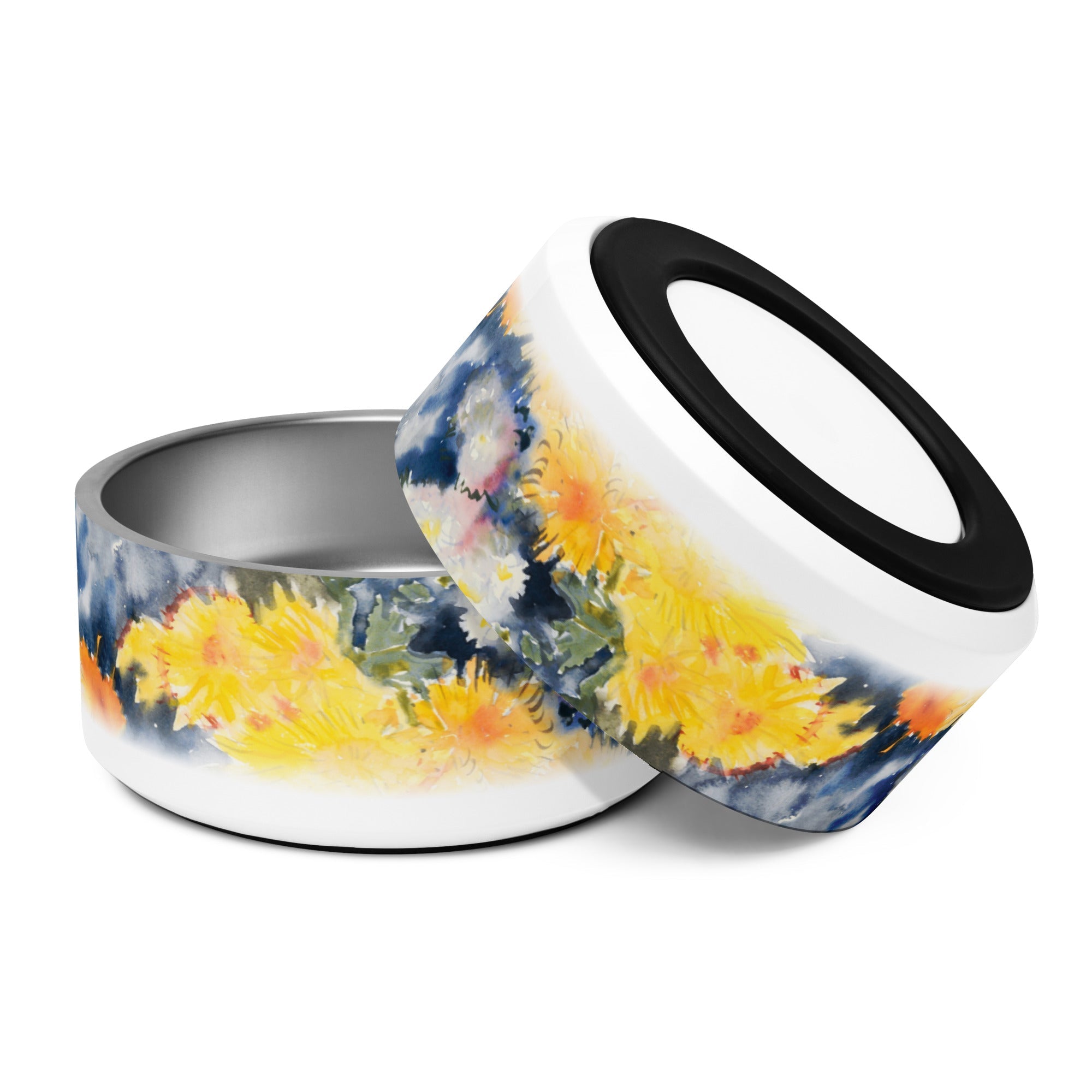 Sebastian & Clementine Yellow and Blue Vintage Collection Pet Bowl