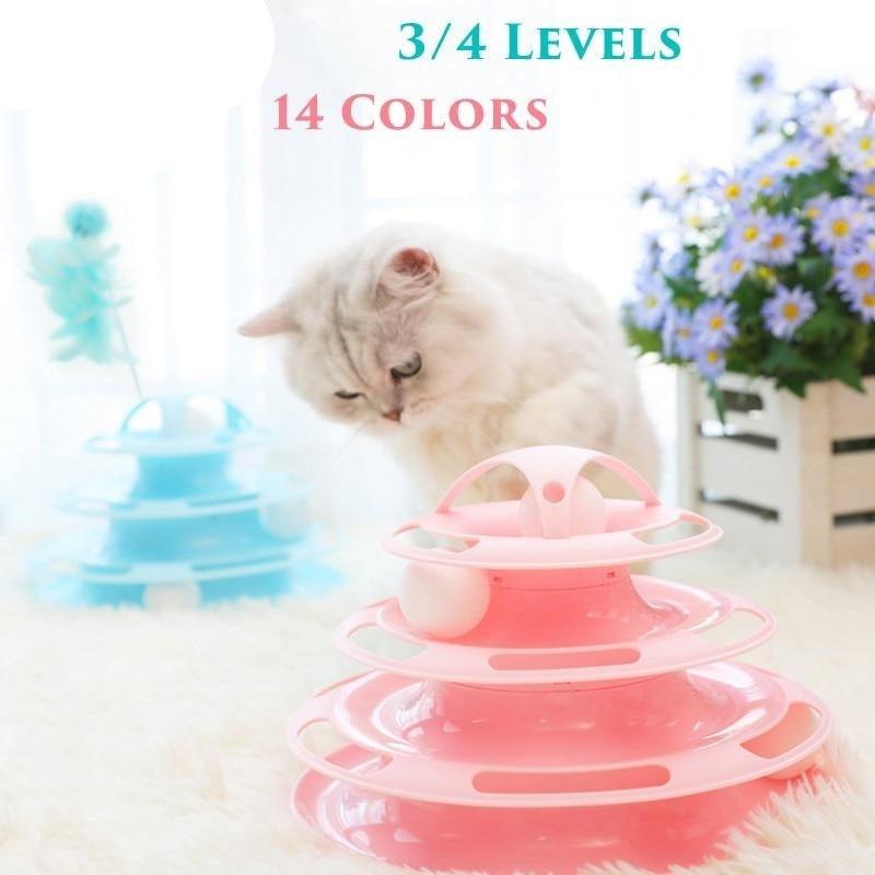 Pet Cat Toy Training Amusement Plate Kitten Tower Tracks Disc Cat Intelligence Amusement Triple Disc tumbler  Fish Animal Toy For Small Dogs Wiggle Fish Catnip Toys Motion Kitten Toy Plush Interactive Cat Toys for Cat Exercise-Pet Toys-BIG FRENCHIES-Stevvex