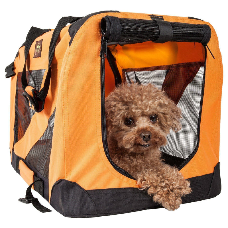Pet Life ® '360° Vista View' Zippered Soft Folding Collapsible Durable Metal Framed Pet Dog Crate House Carrier - BIG FRENCHIES