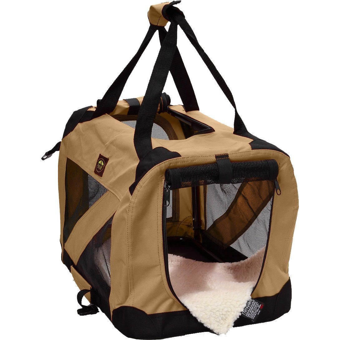 Pet Life ® '360° Vista View' Zippered Soft Folding Collapsible Durable Metal Framed Pet Dog Crate House Carrier - BIG FRENCHIES