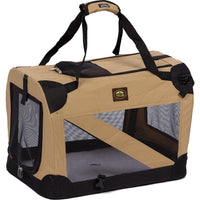 Pet Life ® '360° Vista View' Zippered Soft Folding Collapsible Durable Metal Framed Pet Dog Crate House Carrier - BIG FRENCHIES