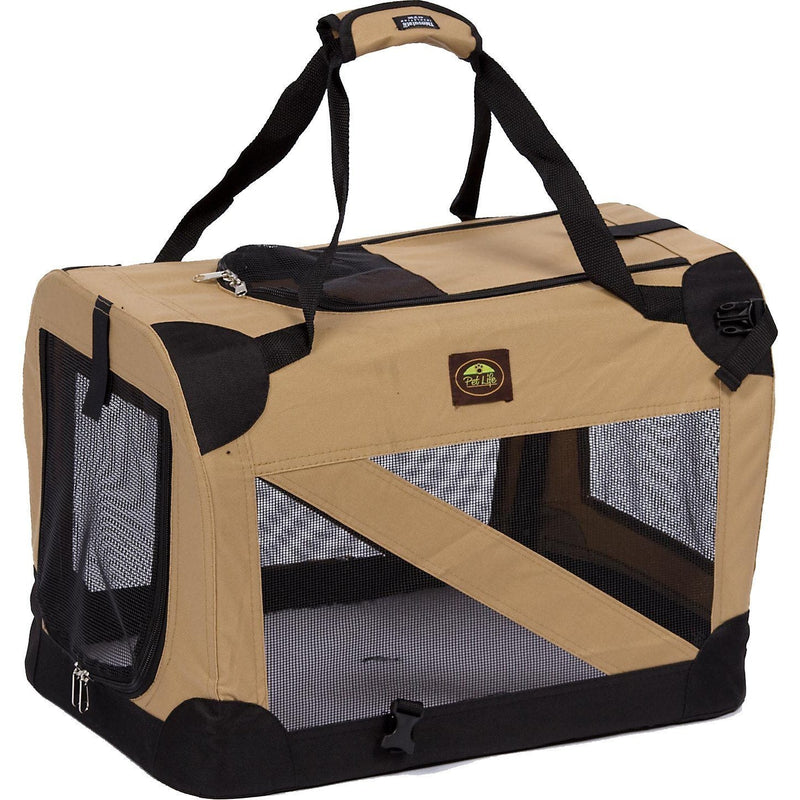 Pet Life ® '360° Vista View' Zippered Soft Folding Collapsible Durable Metal Framed Pet Dog Crate House Carrier - BIG FRENCHIES