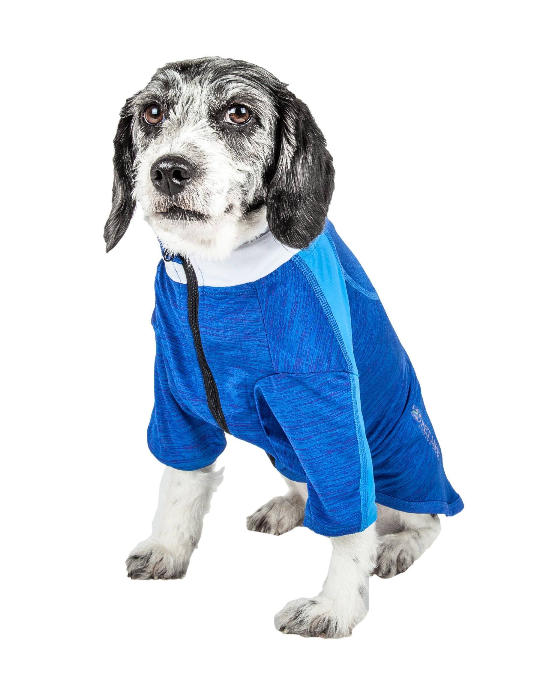 Pet Life ® Active 'Chewitt Wagassy' 4-Way-Stretch Yoga Fitness Long-Sleeve Dog T-Shirt - BIG FRENCHIES