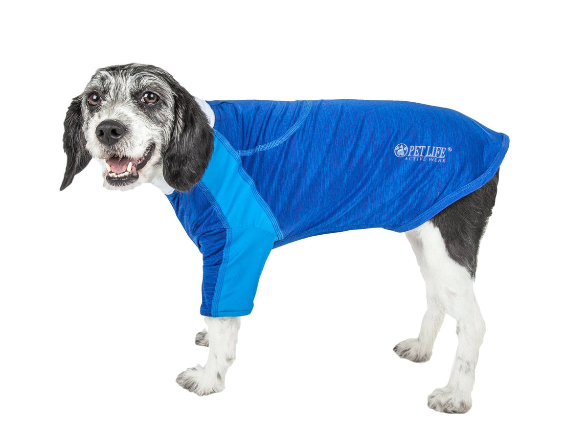 Pet Life ® Active 'Chewitt Wagassy' 4-Way-Stretch Yoga Fitness Long-Sleeve Dog T-Shirt - BIG FRENCHIES