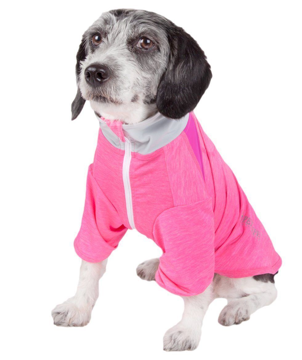 Pet Life ® Active 'Chewitt Wagassy' 4-Way-Stretch Yoga Fitness Long-Sleeve Dog T-Shirt - BIG FRENCHIES