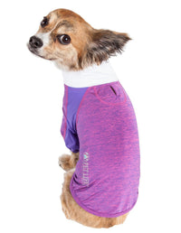 Pet Life ® Active 'Chewitt Wagassy' 4-Way-Stretch Yoga Fitness Long-Sleeve Dog T-Shirt - BIG FRENCHIES
