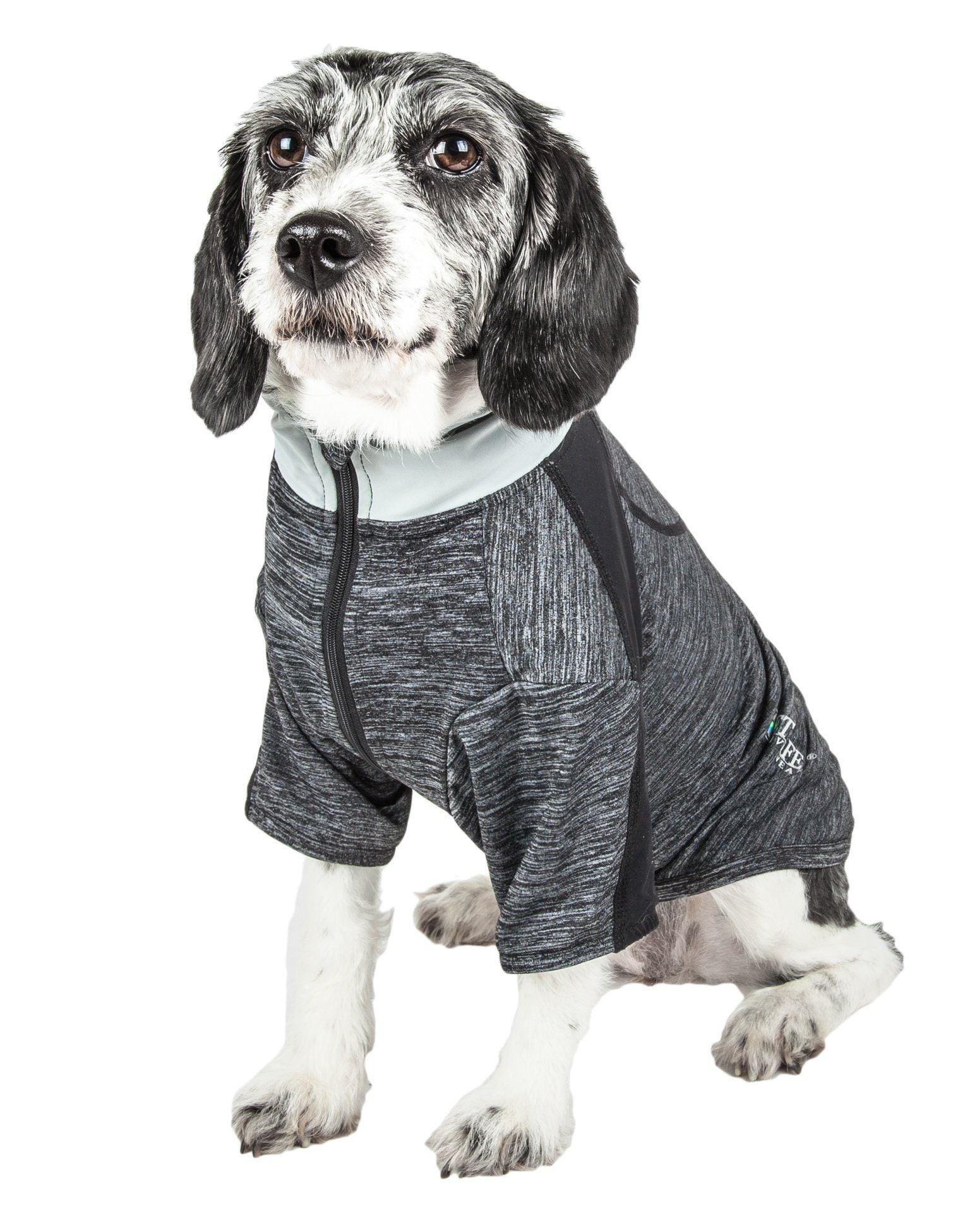 Pet Life ® Active 'Chewitt Wagassy' 4-Way-Stretch Yoga Fitness Long-Sleeve Dog T-Shirt - BIG FRENCHIES
