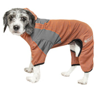 Pet Life ® Active 'Fur-Breeze' Medium-weight 4-Way-Stretch Full Body Hooded Dog Yoga sweater - BIG FRENCHIES