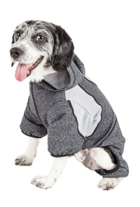 Pet Life ® Active 'Fur-Breeze' Medium-weight 4-Way-Stretch Full Body Hooded Dog Yoga sweater - BIG FRENCHIES