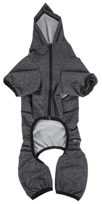 Pet Life ® Active 'Fur-Breeze' Medium-weight 4-Way-Stretch Full Body Hooded Dog Yoga sweater - BIG FRENCHIES