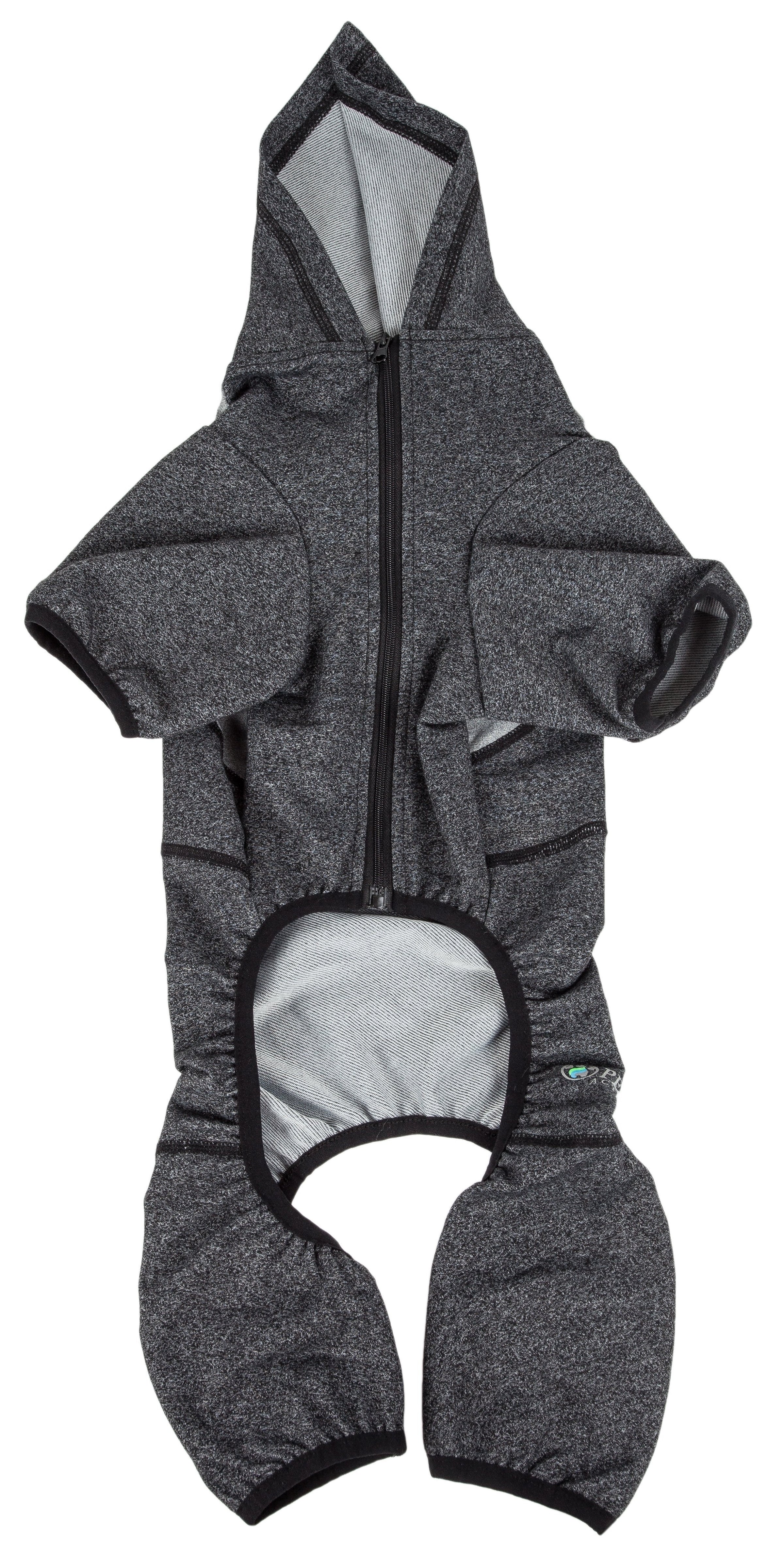 Pet Life ® Active 'Fur-Breeze' Medium-weight 4-Way-Stretch Full Body Hooded Dog Yoga sweater - BIG FRENCHIES