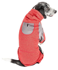 Pet Life ® Active 'Fur-Breeze' Medium-weight 4-Way-Stretch Full Body Hooded Dog Yoga sweater - BIG FRENCHIES