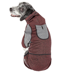 Pet Life ® Active 'Fur-Breeze' Medium-weight 4-Way-Stretch Full Body Hooded Dog Yoga sweater - BIG FRENCHIES