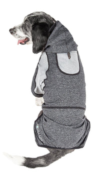 Pet Life ® Active 'Fur-Breeze' Medium-weight 4-Way-Stretch Full Body Hooded Dog Yoga sweater - BIG FRENCHIES