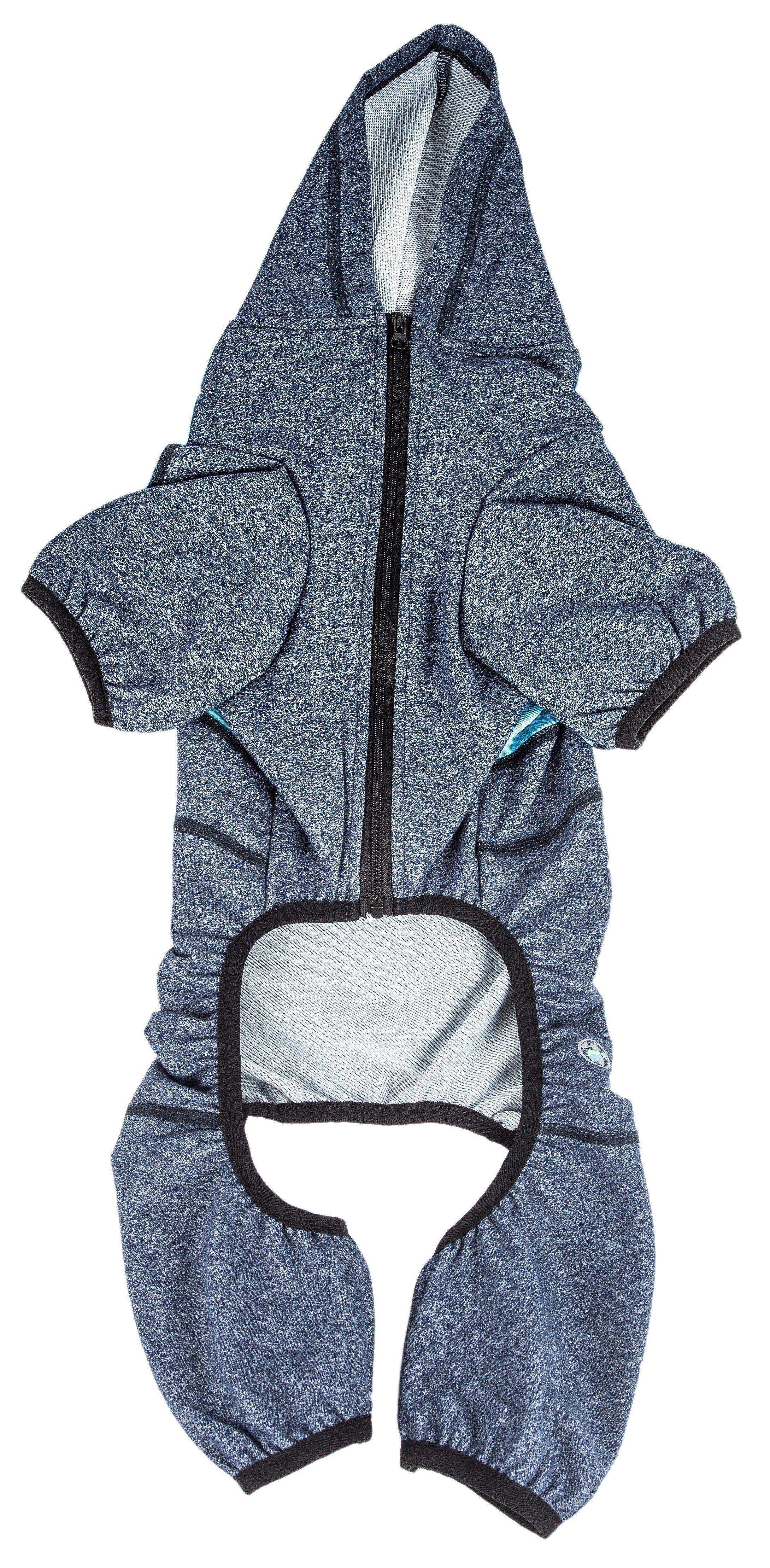 Pet Life ® Active 'Fur-Breeze' Medium-weight 4-Way-Stretch Full Body Hooded Dog Yoga sweater - BIG FRENCHIES