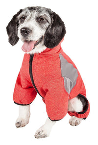 Pet Life ® Active 'Fur-Breeze' Medium-weight 4-Way-Stretch Full Body Hooded Dog Yoga sweater - BIG FRENCHIES