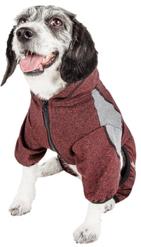 Pet Life ® Active 'Fur-Breeze' Medium-weight 4-Way-Stretch Full Body Hooded Dog Yoga sweater - BIG FRENCHIES