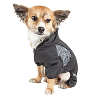 Pet Life ® Active 'Pawsterity' Mediumweight 4-Way-Stretch Yoga Fitness Dog Tracksuit Hoodie - BIG FRENCHIES