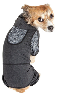 Pet Life ® Active 'Pawsterity' Mediumweight 4-Way-Stretch Yoga Fitness Dog Tracksuit Hoodie - BIG FRENCHIES