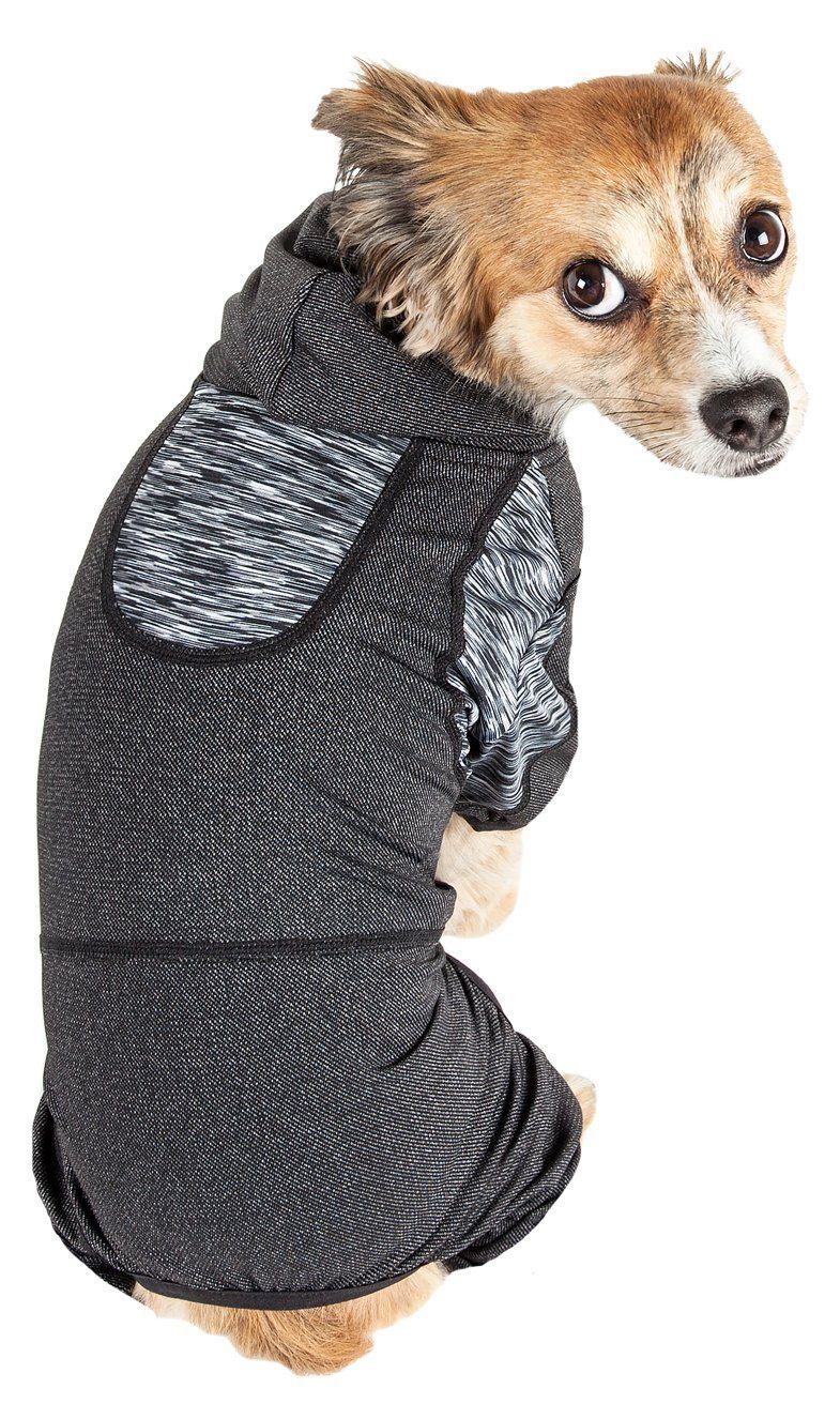 Pet Life ® Active 'Pawsterity' Mediumweight 4-Way-Stretch Yoga Fitness Dog Tracksuit Hoodie - BIG FRENCHIES