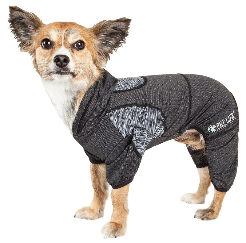 Pet Life ® Active 'Pawsterity' Mediumweight 4-Way-Stretch Yoga Fitness Dog Tracksuit Hoodie - BIG FRENCHIES