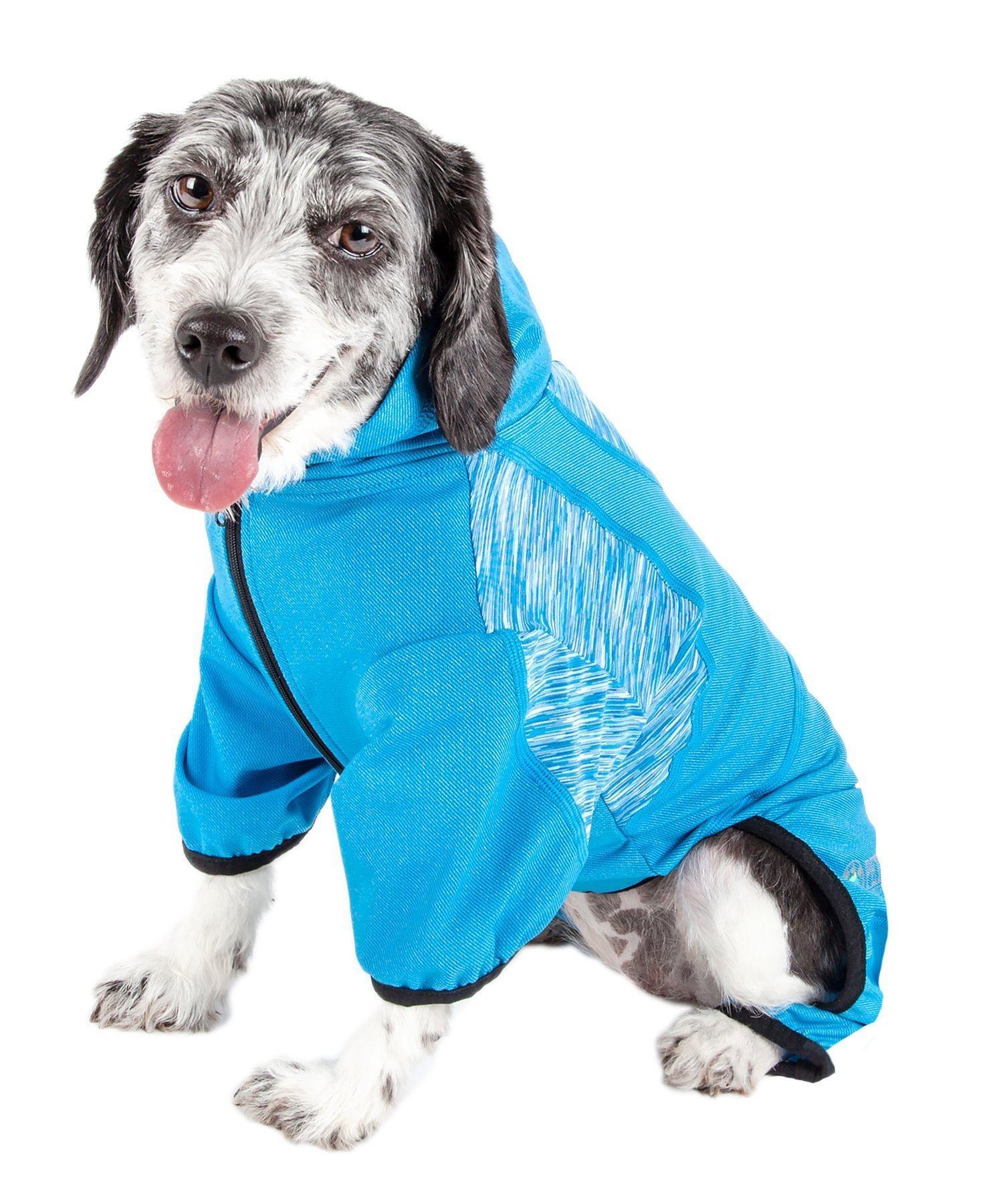 Pet Life ® Active 'Pawsterity' Mediumweight 4-Way-Stretch Yoga Fitness Dog Tracksuit Hoodie - BIG FRENCHIES