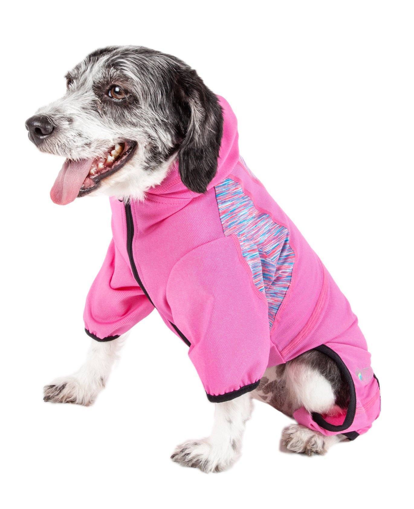 Pet Life ® Active 'Pawsterity' Mediumweight 4-Way-Stretch Yoga Fitness Dog Tracksuit Hoodie - BIG FRENCHIES