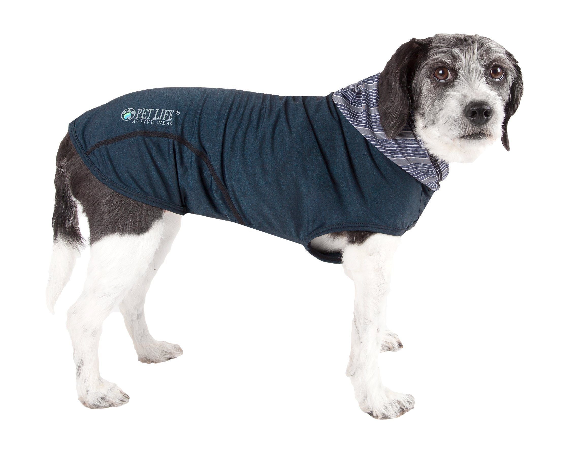 Pet Life ® Active 'Pull-Rover' 4-Way Stretch Sleeveless Fitness Yoga Dog T-Shirt Hoodie - BIG FRENCHIES