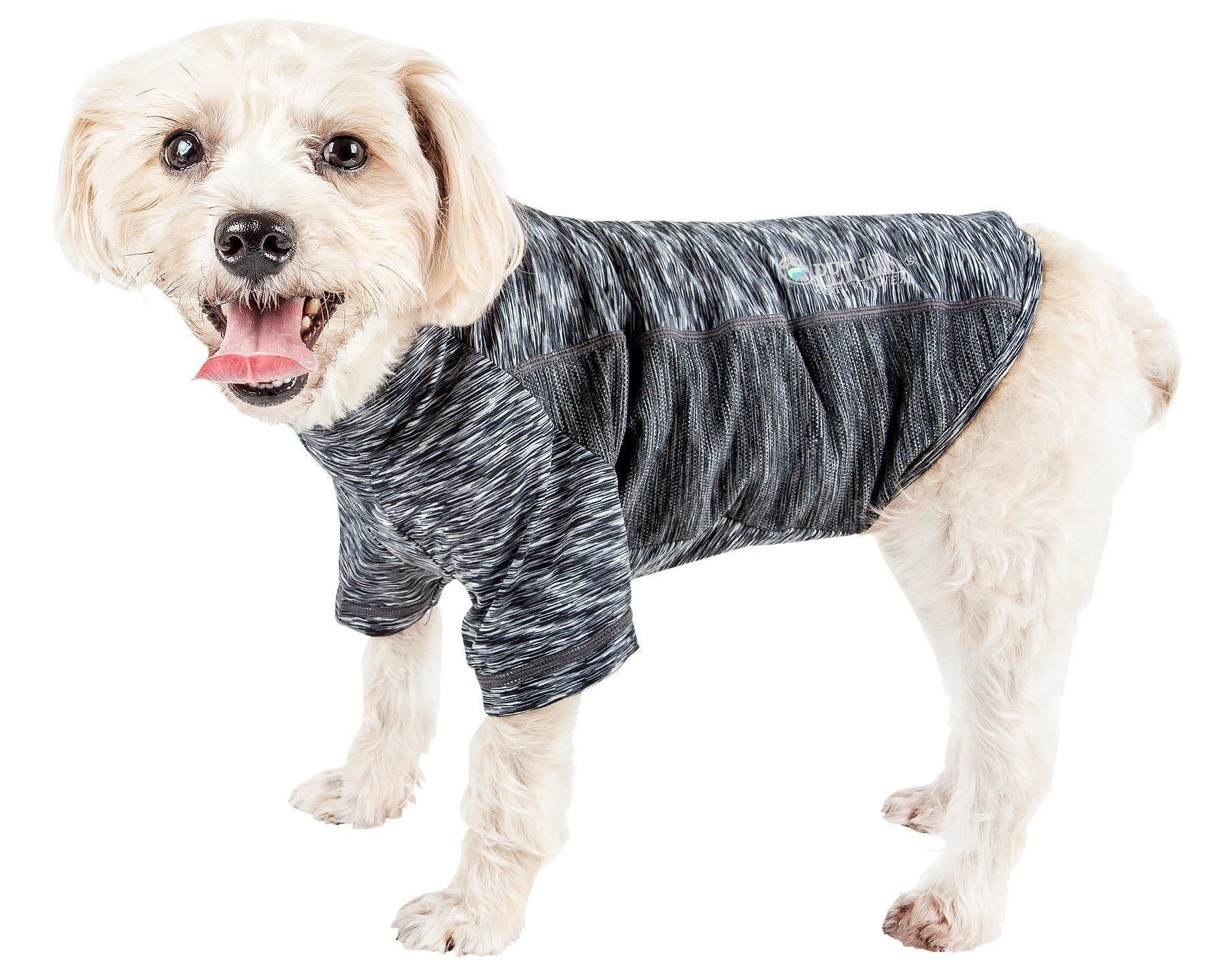 Pet Life ® Active 'Warf Speed' Heathered Ultra-Stretch Yoga Fitness Dog T-Shirt - BIG FRENCHIES