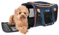 Pet Life ® 'Aero-Zoom' Airline Approved lightweight Wire Framed Folding Collapsible Fashion Pet Dog Carrier - BIG FRENCHIES