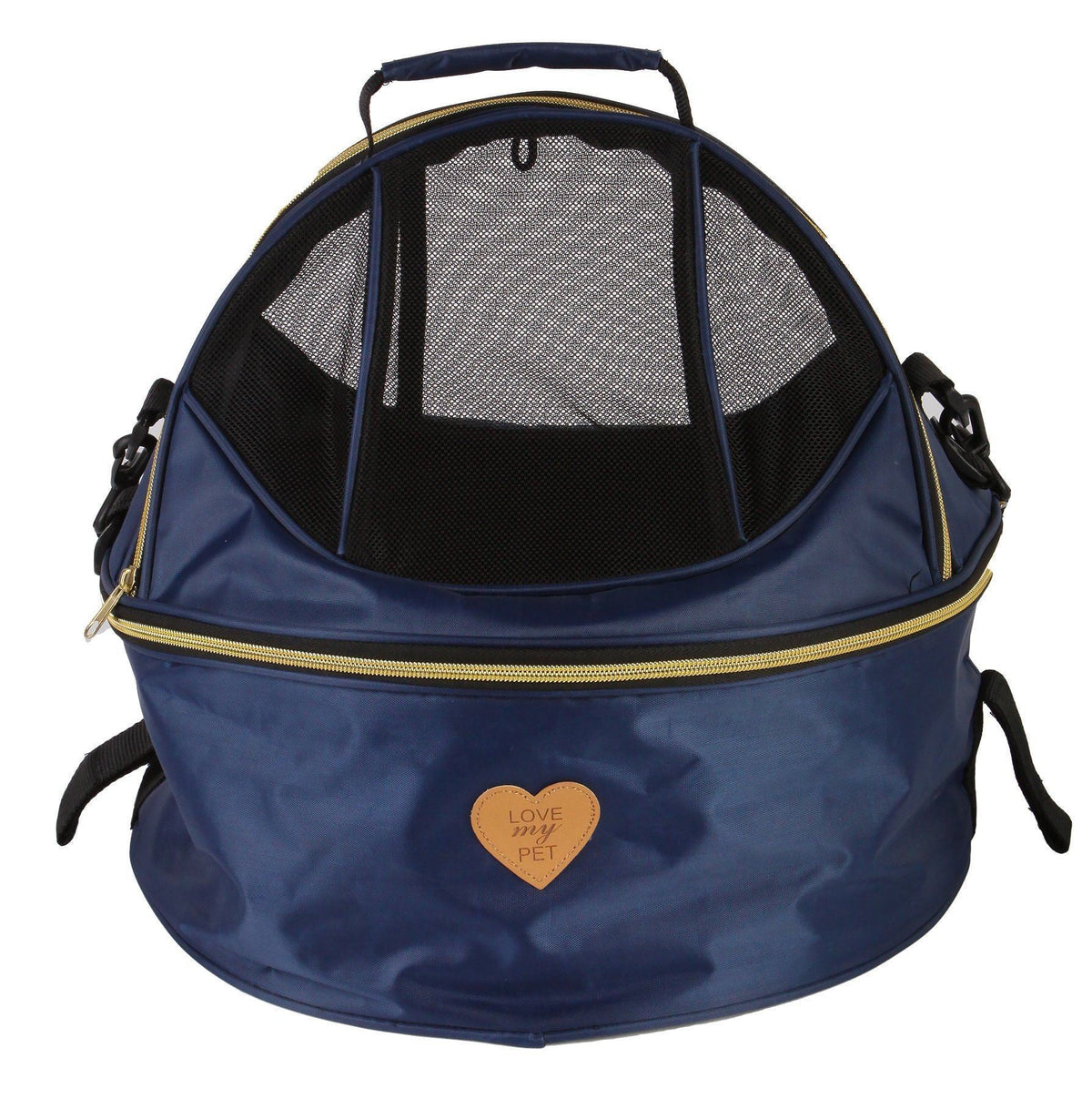 Pet Life ® 'Air-Venture' Dual-Zip Airline Approved Panoramic Circular Travel Pet Dog Carrier - BIG FRENCHIES