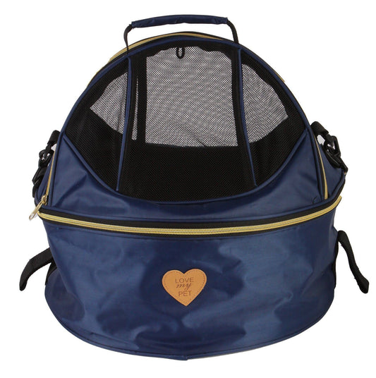 Pet Life ® 'Air-Venture' Dual-Zip Airline Approved Panoramic Circular Travel Pet Dog Carrier - BIG FRENCHIES