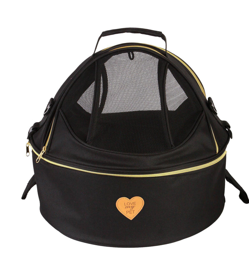 Pet Life ® 'Air-Venture' Dual-Zip Airline Approved Panoramic Circular Travel Pet Dog Carrier - BIG FRENCHIES