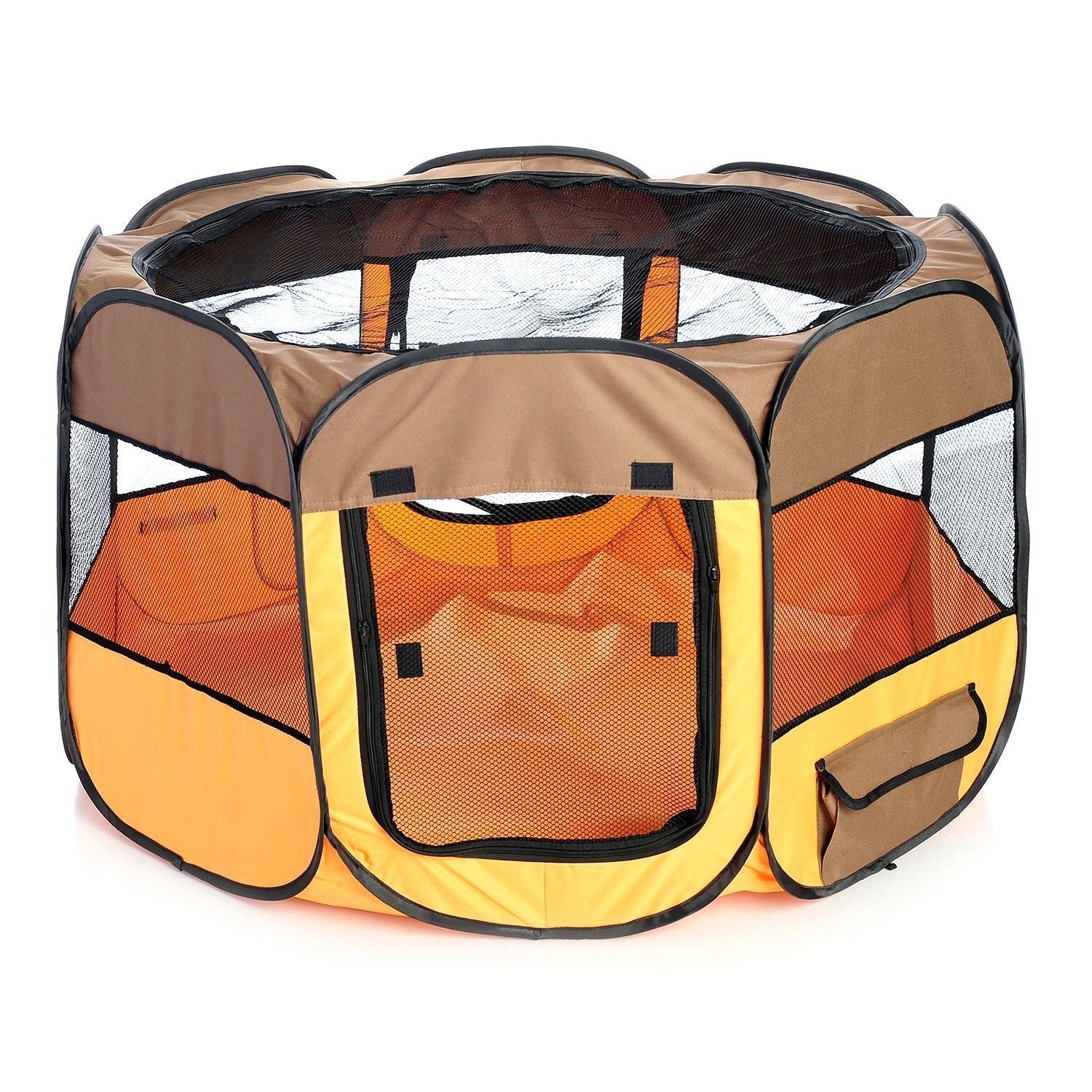 Pet Life ® 'All-Terrain' Lightweight Easy Folding Wire-Framed Collapsible Travel Pet Dog Playpen crate - BIG FRENCHIES